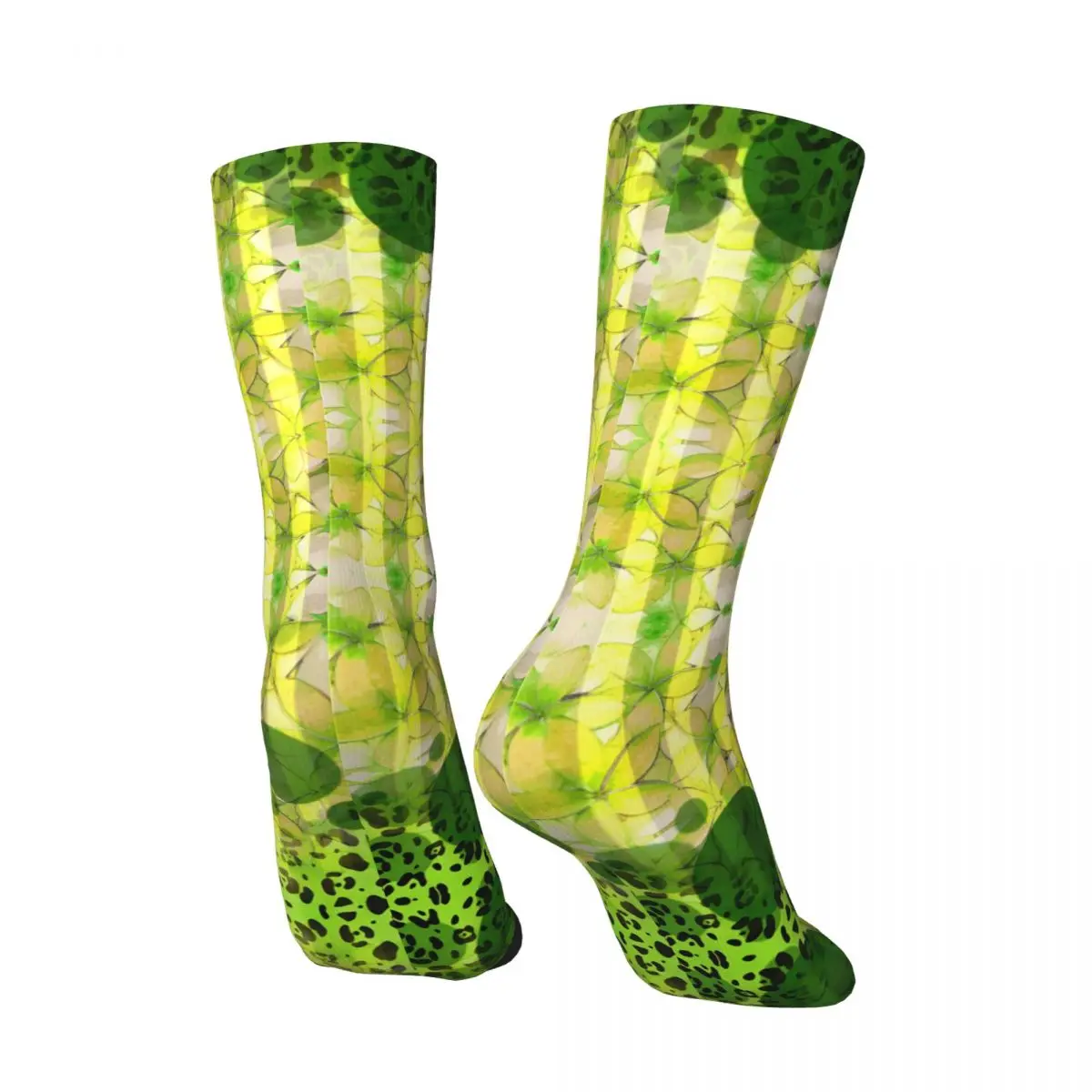 Vintage Animal Print Flowers And Bubbles Green Men's compression Socks Unisex Harajuku Pattern Printed Novelty Crew Sock