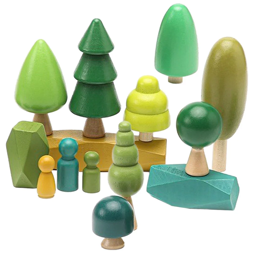 Infant Toys Wooden Craft Forest Tree Mini Kits Cake Decorations Educational Villain Topper Trees Preschool Stacking Child