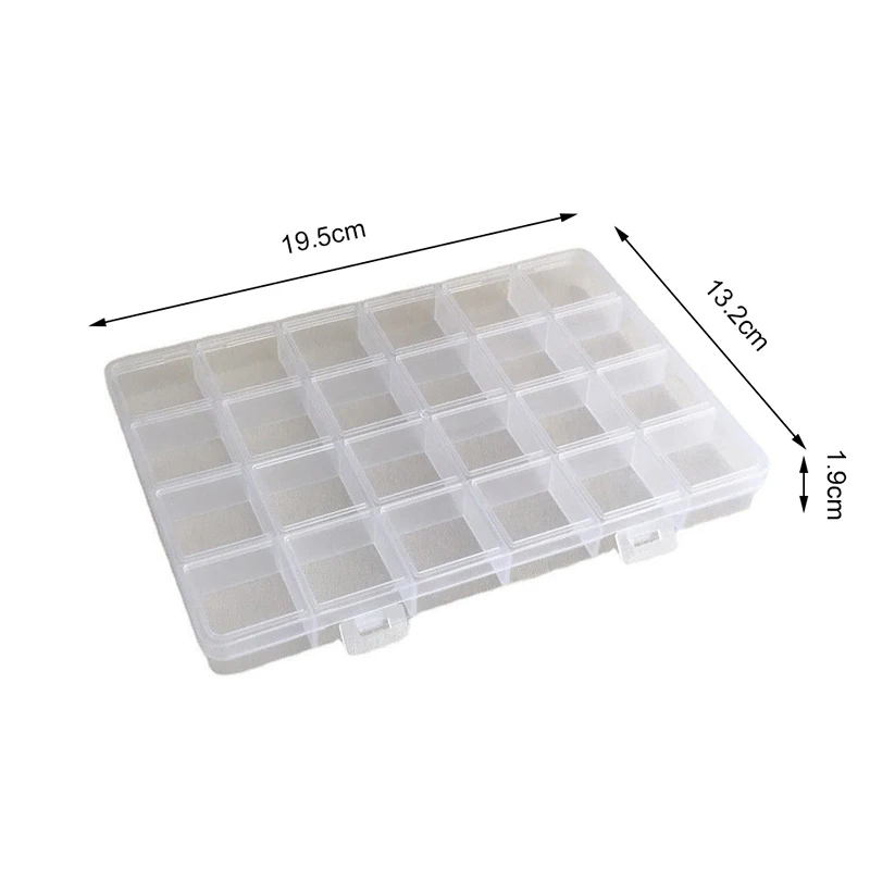 Practical 24 Grid Compartment Plastic Transparent Storage Box Jewelry Earring Bead Screw Holder Case Display Organizer Container