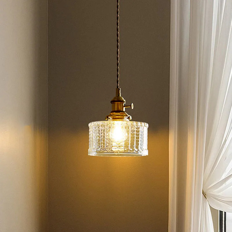 

Small Chandelier Light Luxury Glass Pendant Lighting Restaurant Bar Porch Aisle Balcony Minimalist Bedroom Bedside Hanging Lamp