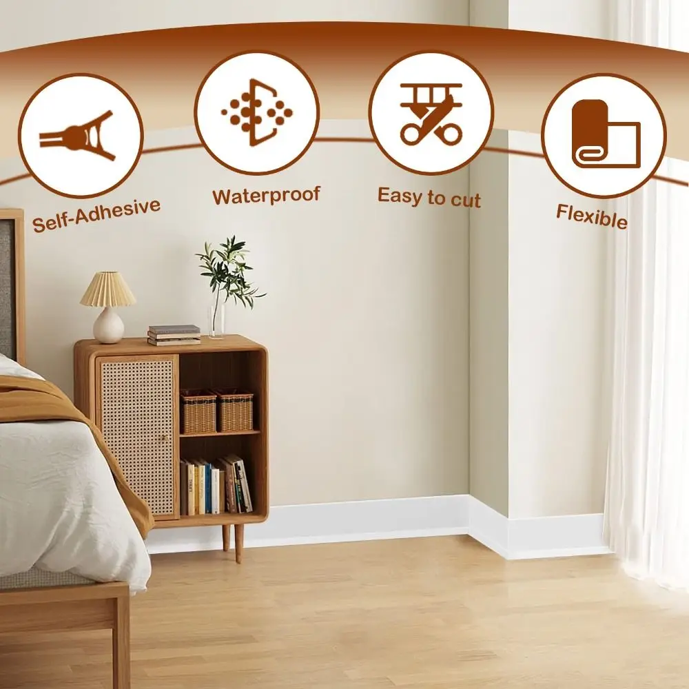 ديكور المنزل PVC اللوح صب تقليم مرنة الفينيل الخصر خط خلفية ذاتية اللصق مقاوم للماء التفاف خط غرفة المعيشة