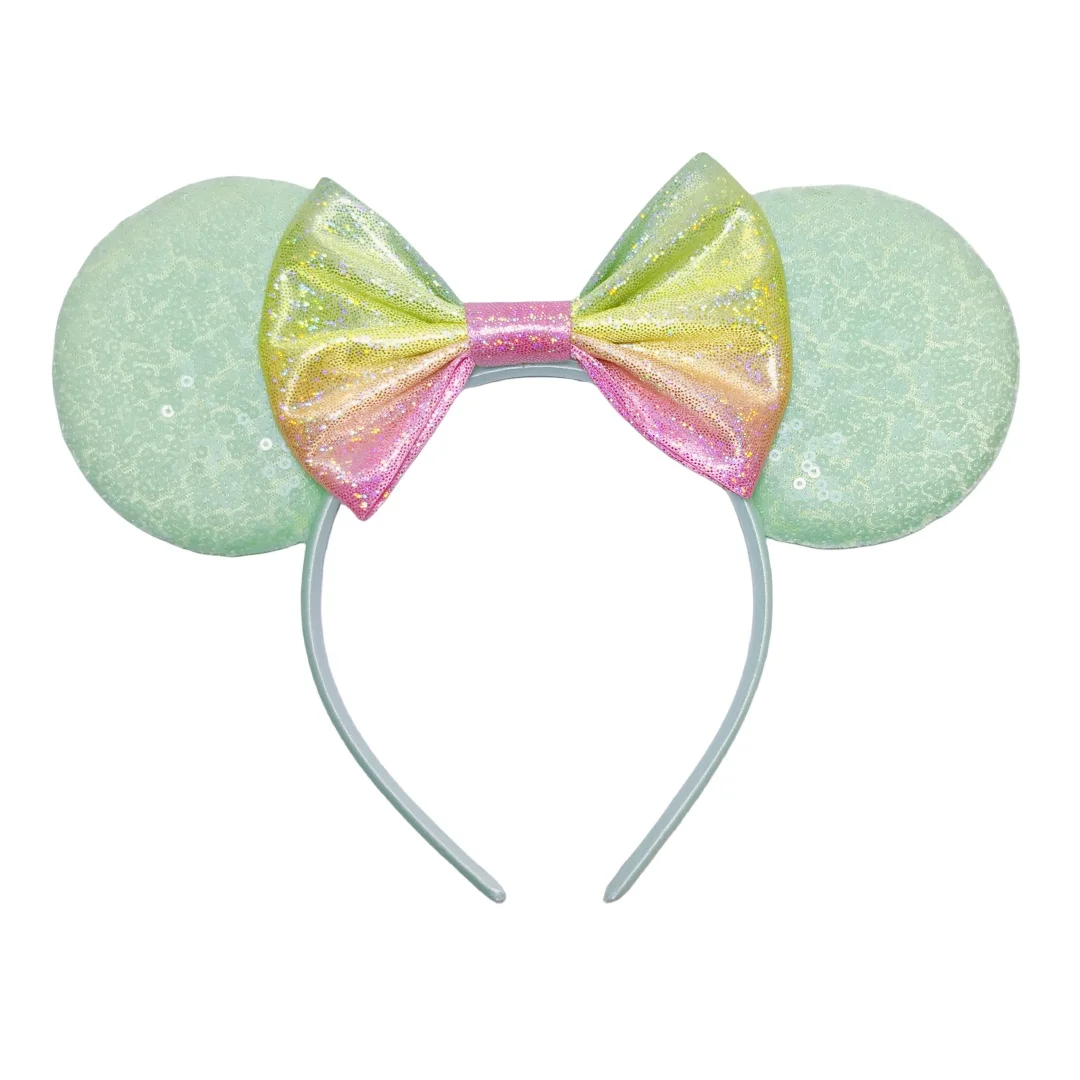 Classic Embroidery Sequin Mouse Ears Headband Girls Glitter Bow Party Hairband Women Festival Headwear DIY Kids Hair Accessories