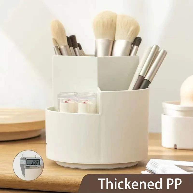 White Rotating Pencil Holder Office Desktop Multifunctional Storage Beauty Stationery Tools Layering Division Organizer