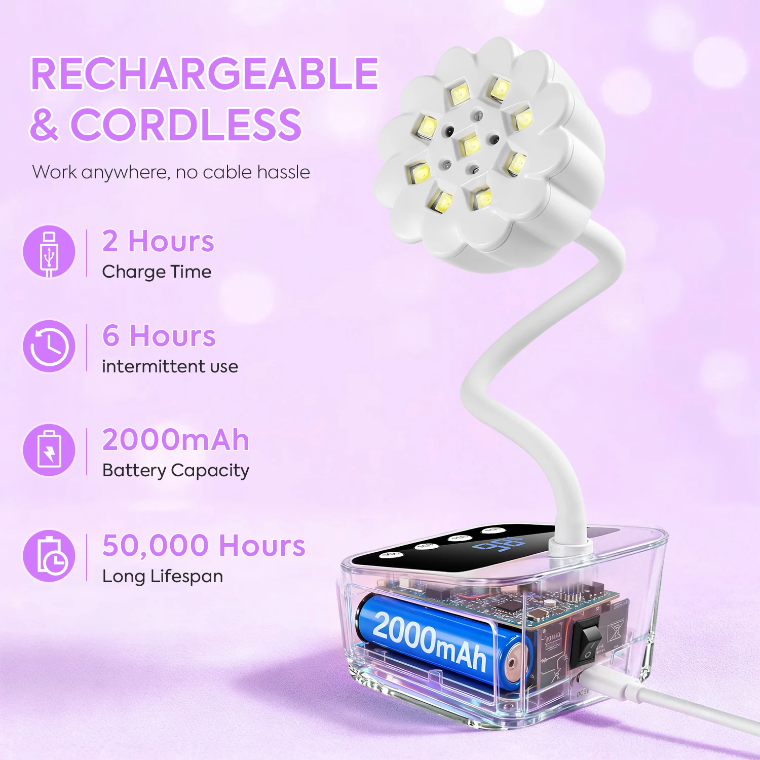 Mini UV LED recarregável secador de unhas com detecção automática de controle de toque luz de unhas de secagem rápida 360 °   Lâmpada de unhas de mesa dobrável para salão de beleza