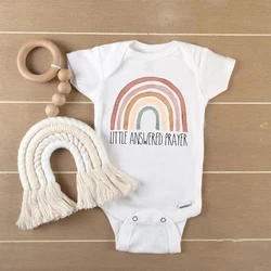 Rainbow Little Answered Prayer Newborn Bodysuit Hospital Coming Home Baby Romper  Infant Shower Gift Baby Announcement Clothes