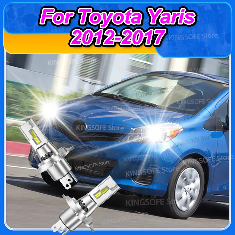 2Pc LED Bulb Turbo Headlight 6000K CSP 180W Powerful Mini Lamp with Fan For Toyota Yaris 2012 2013 2014 2015 2016 2017