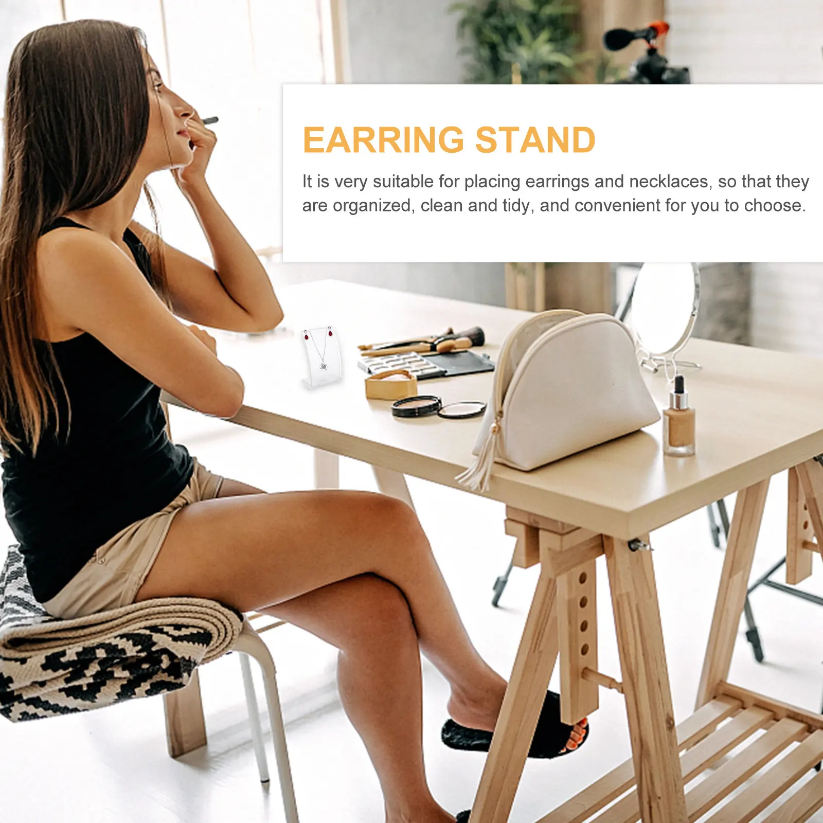 Exquisite Plastic Jewelry Display Rack for Earrings Necklaces Stylish Organizer Stand Counter Dresser Vanity Wedding Birthday