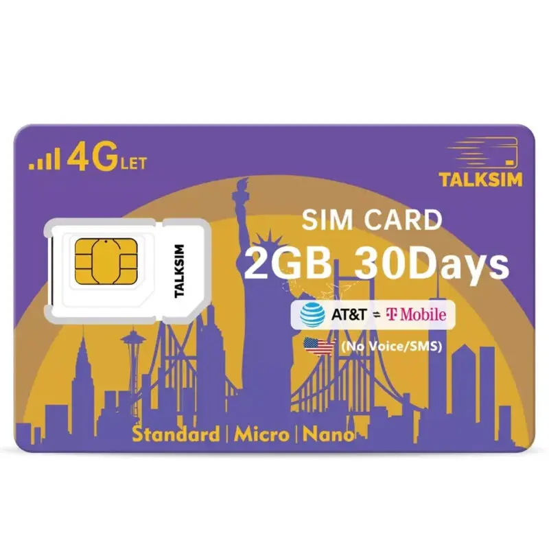 TALKSIM 4G Prepaid SIM Card set for AT&T T-Mobile for IoT Device 2GB/30days