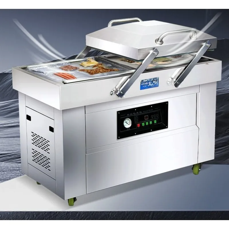 Automatic double chamber vacuum machine Commercial large packaging machine Vacuum sealing machine Dry and wet dual-purpose