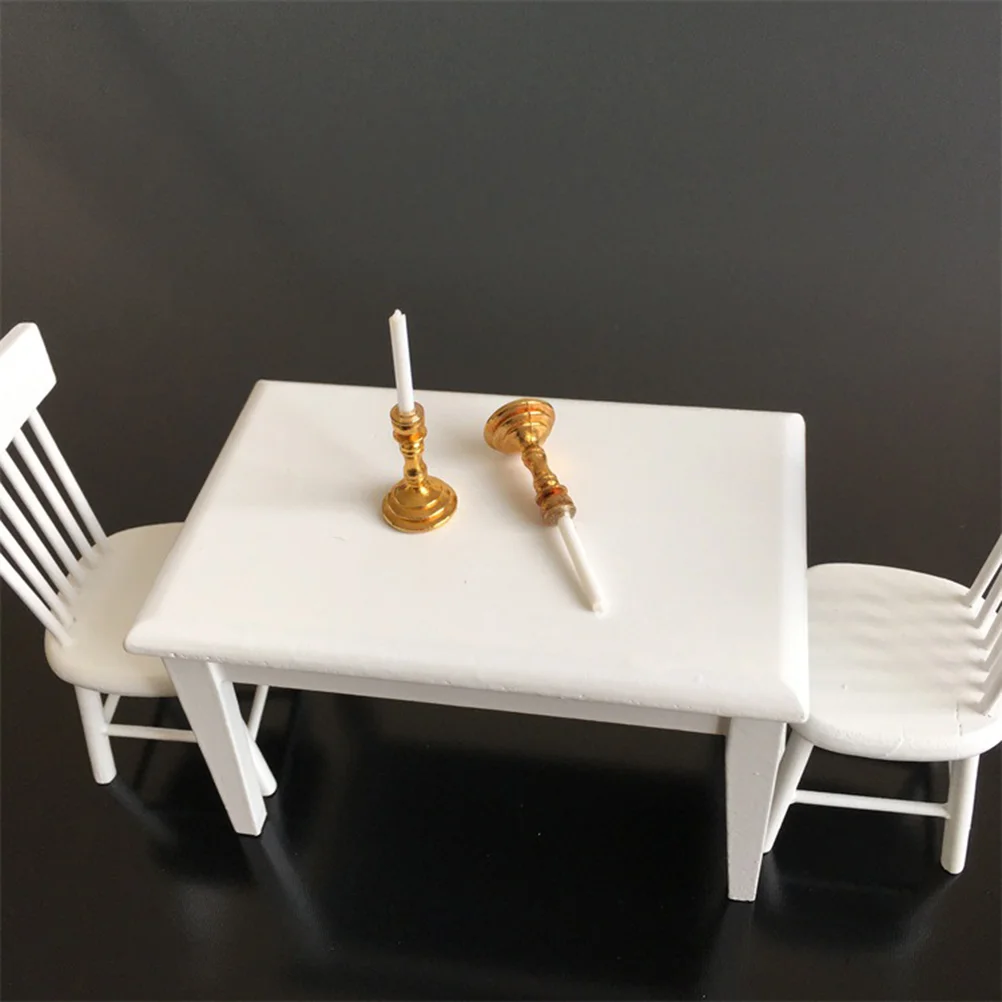 1 Pair Golden Candlestick Toys Mini House Furniture Miniature Furniture Accessories for Home mini candlestick