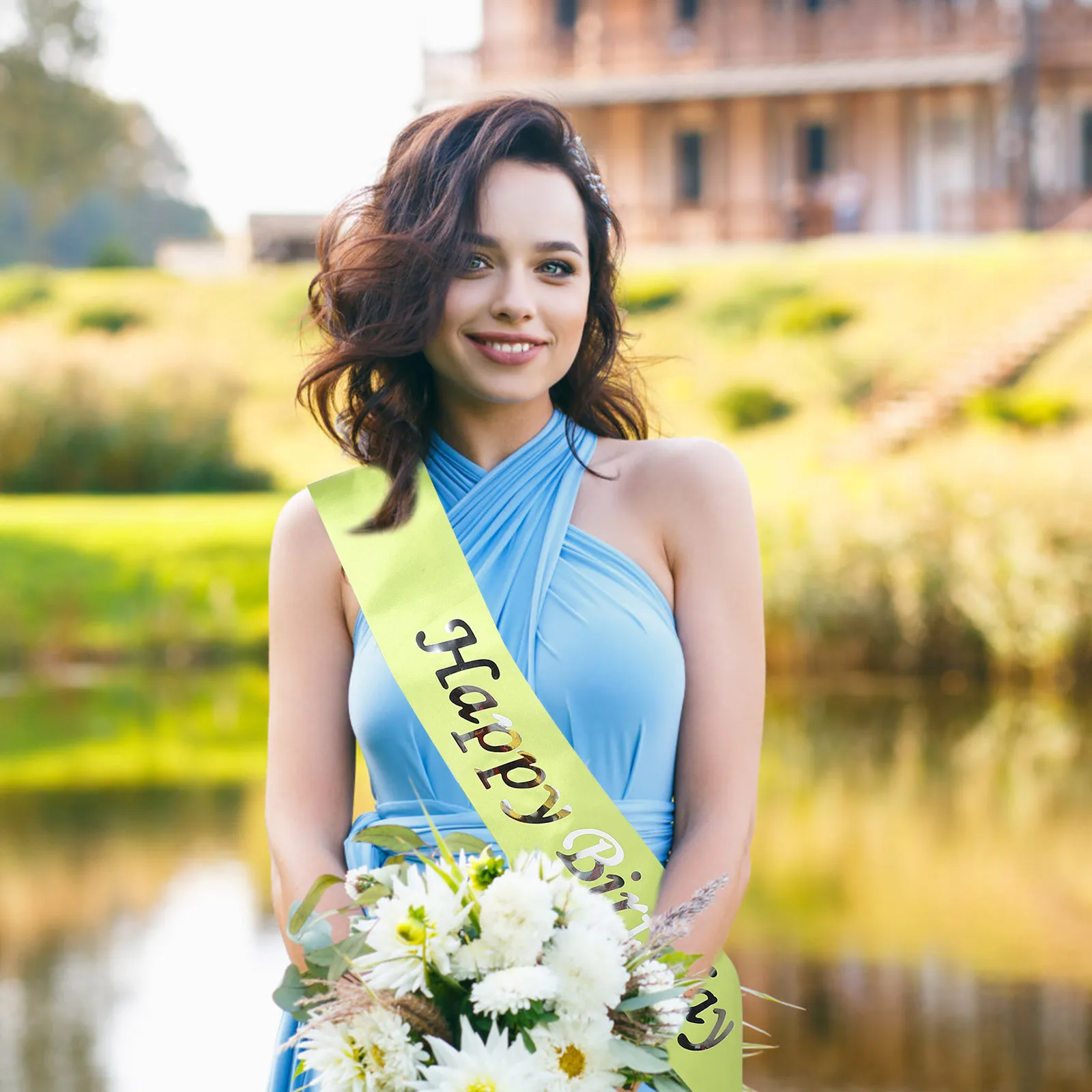 

Gold Foil Birthday Sash for Women Happy Birthday Ribbon Elegant Party Decoration Sash for Women Costume Belt