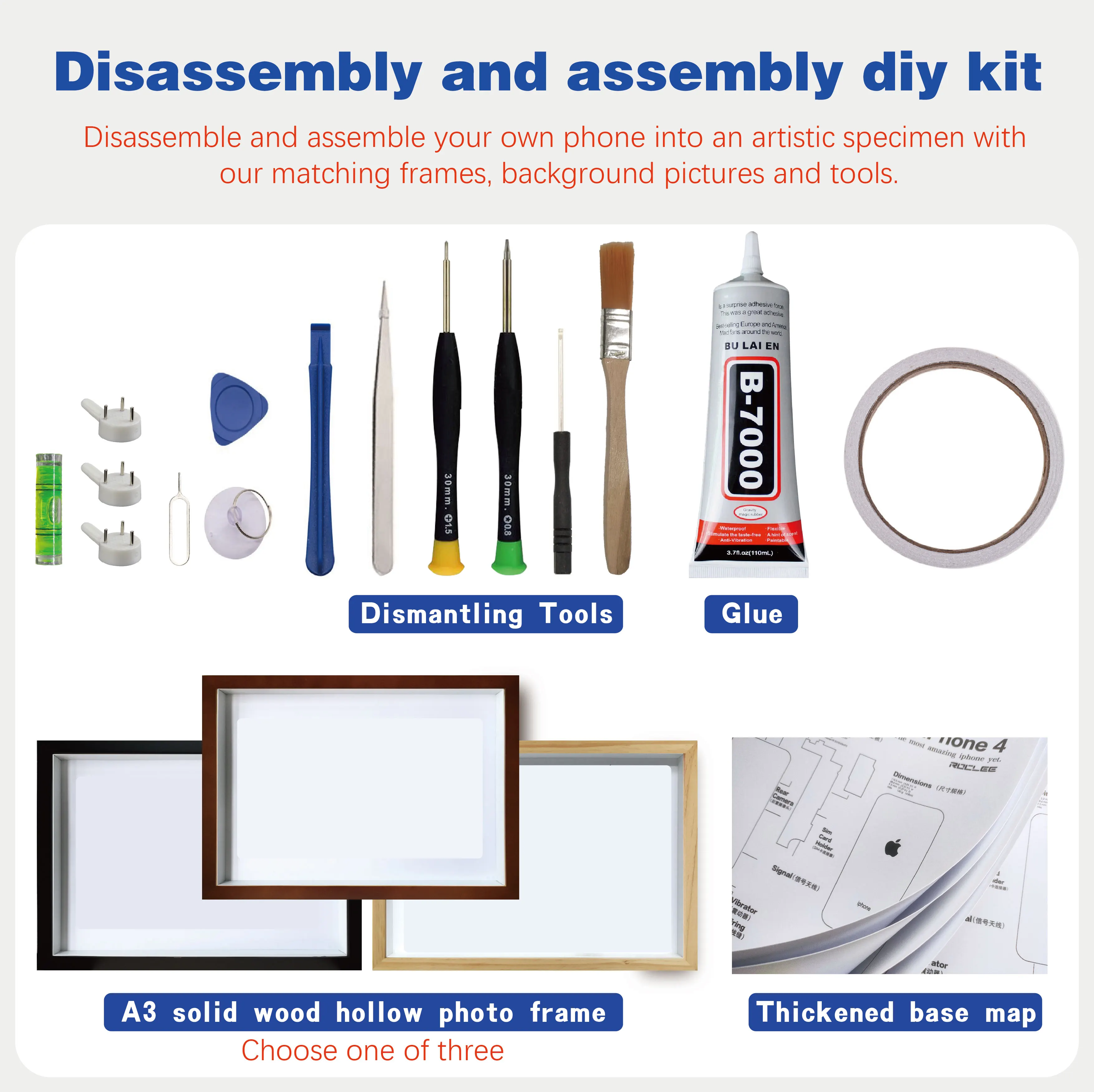 Samsung mobile phone disassembly framing art specimen photo frame DIY set, electronic parts decomposition display painting