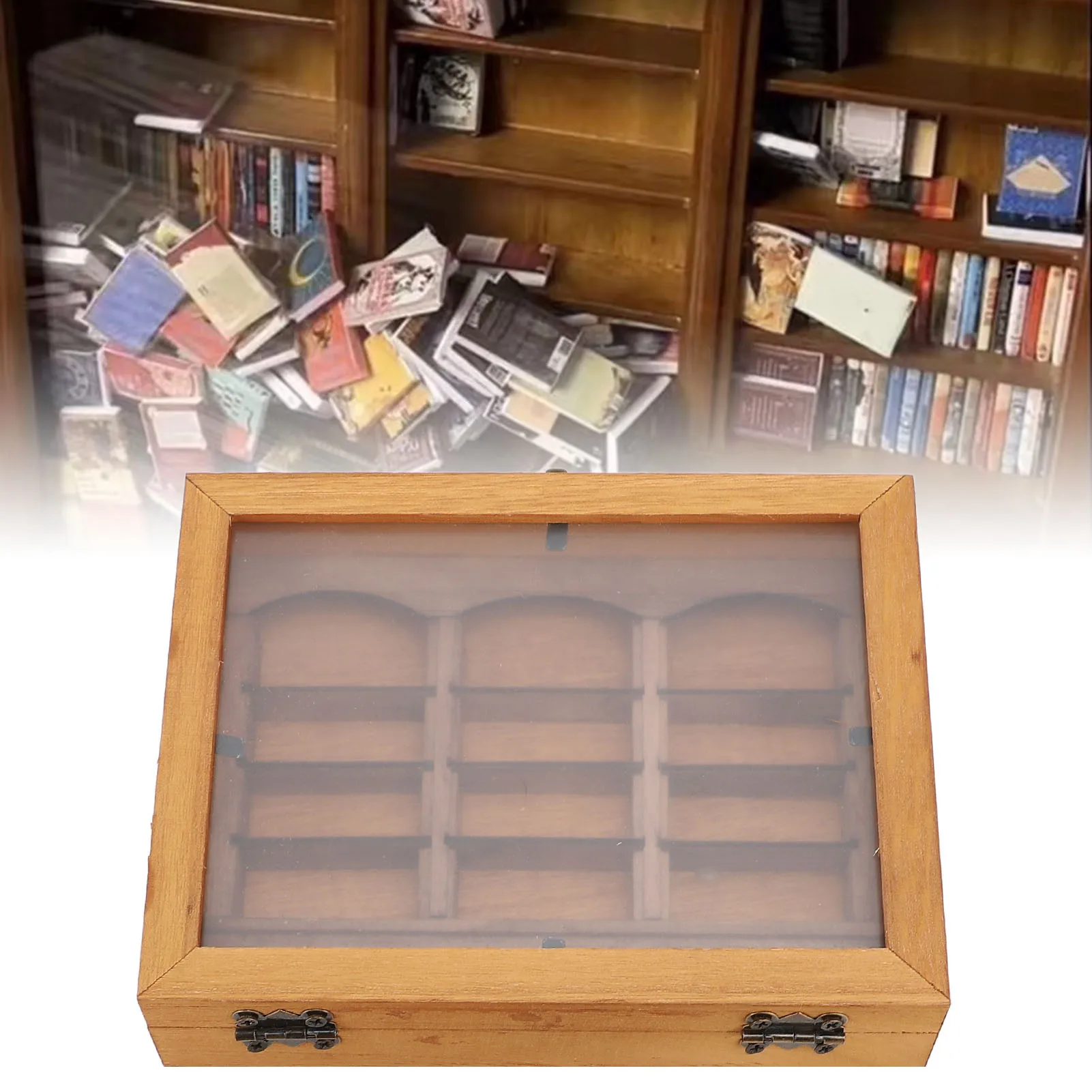 Miniature Book Boxes Display Case Stylish Miniature Bookshelf Decoration 196 Folded Books Artistic Exquisite for Coffee Shop