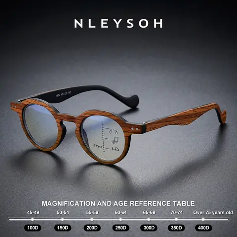 NLEYSOH Progressive Multifocal Blue Light Glasses Retro Wood Grain HD Lens Presbyopic Reading Woman Man Eyeglasses Lentes