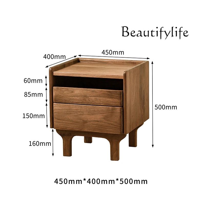 Nordic Solid Wood Antique Bedside Table Household Minimalist Storage Cabinet