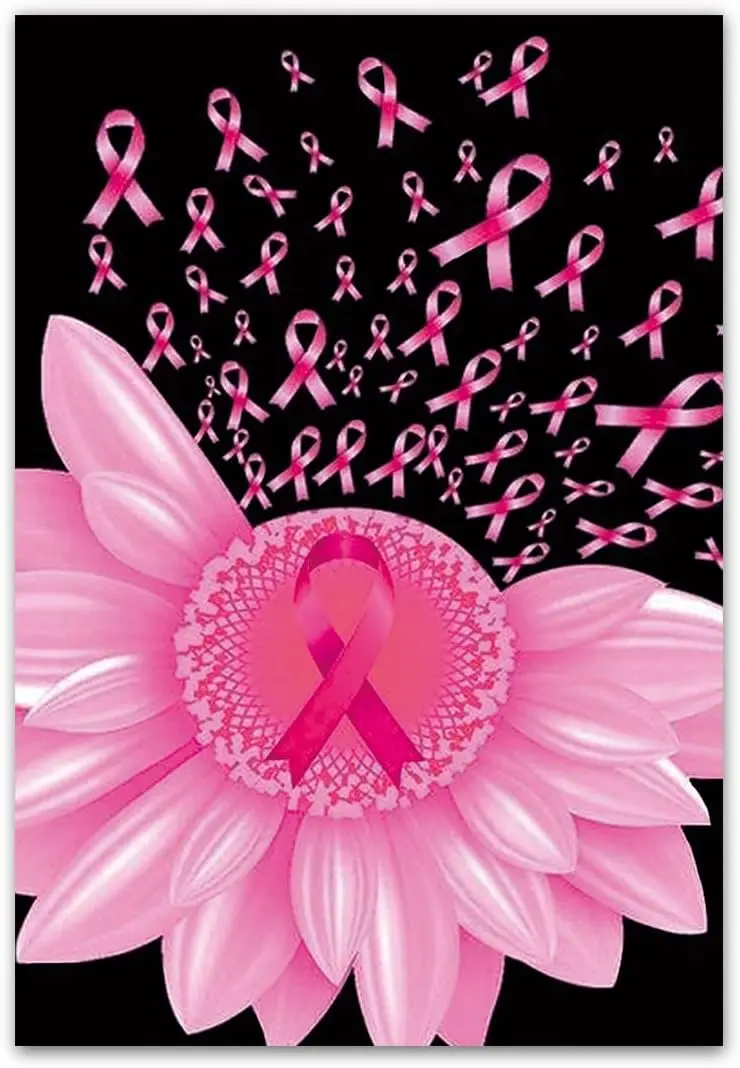 Breast Cancer Ribbon Garden Flag-Breast cancer Awareness Garden Flag-Pink Ribbon Front Yard Outdoor Decoration-Double Sided Yard