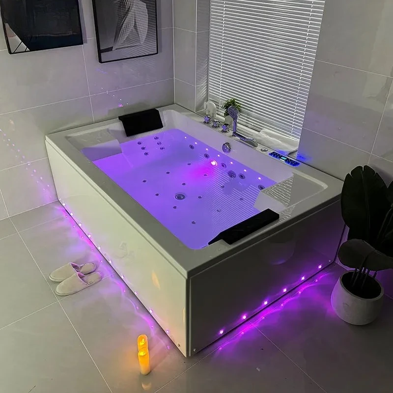 180cm Luxury Freestanding Bathtub Deep Soaking Tub with Jets Modern Oval Spa Bath for Bathroom Apartment CE Certified White