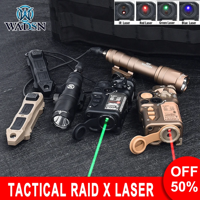 WADSN Tactical RAID X Laser Aiming Red Dot Green Blue Rays IR Strobe Laser M300 A M600 C Flashlight Hunting Weapon Accessories