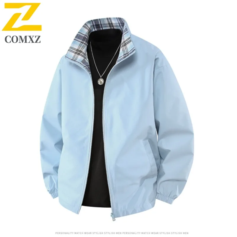 

COMXZ Men Autumn New Jacket Premium Stand Collar Hiking Travel Cozy Motorcycle Coat Urban Style Lightweight Durable Clothing