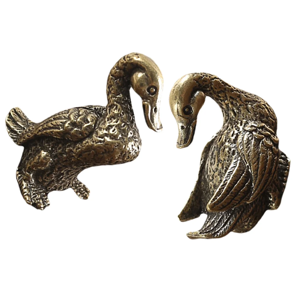 Mandarin Duck Sculpture Brass Ornaments Home Decor Living Room Accessories Vintage Feng Shui Animal Figurines Decorations for