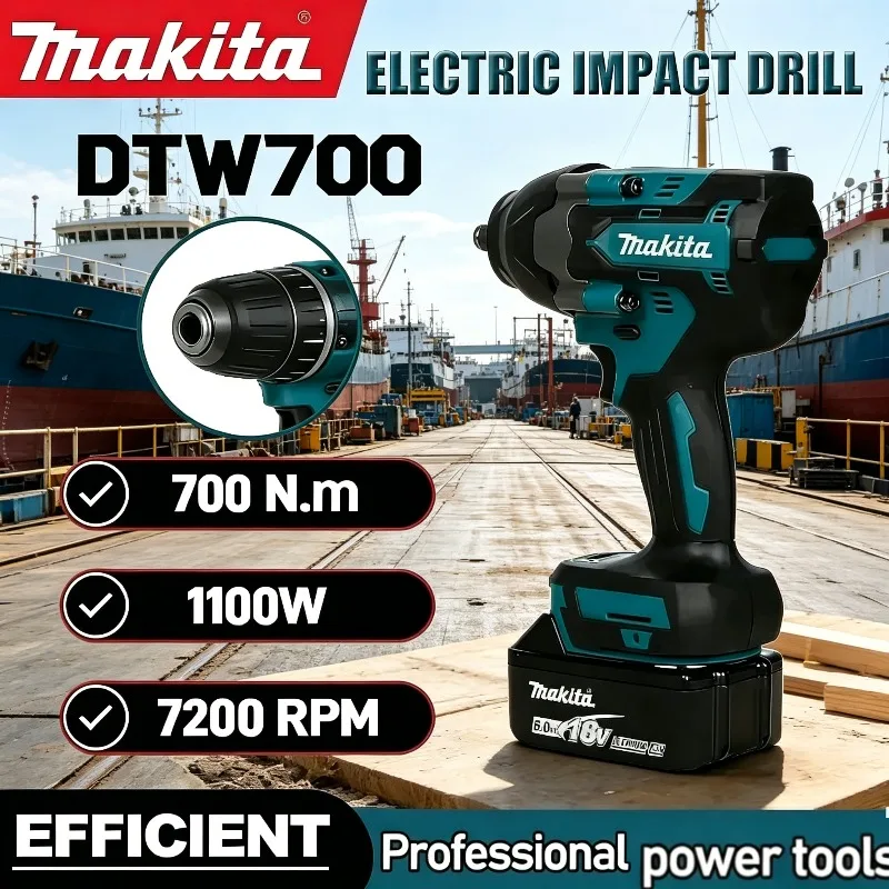 

Makita DTW700 Large Torque Wrench Tool Brushless Cordless Electric Wrench Drill Screwdriver Power Tool For Makita Battery