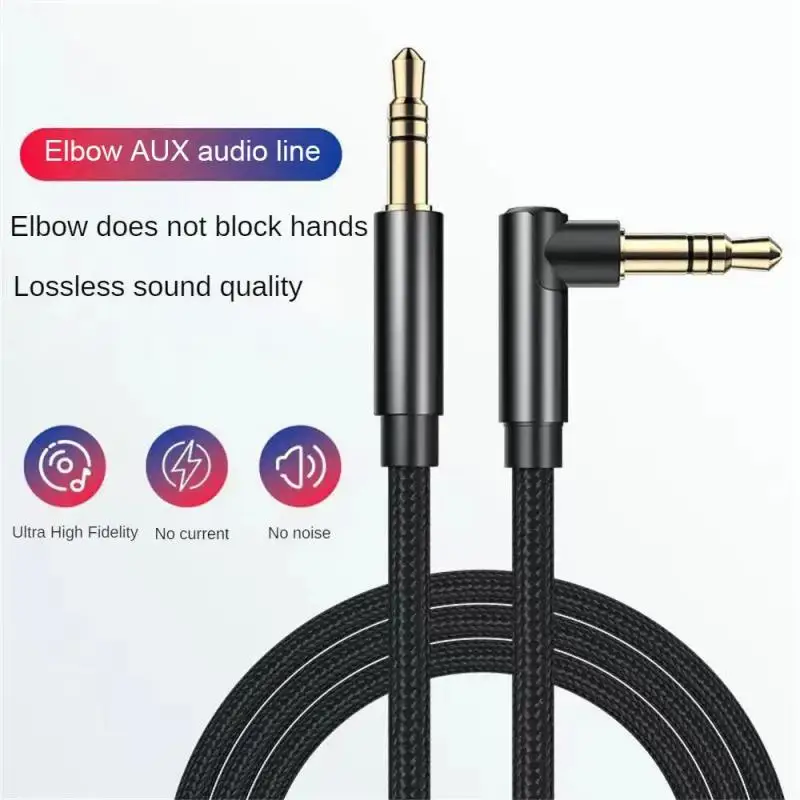 0.5/1/1.5/2m 3.5mm Audio Cable Male To Male Stereo Audio AUX Cord Gold Plated 90 Degree Right Angle Audio Cable for Speakers