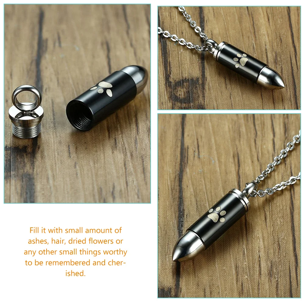 Necklace for Men Cremation Jewelry Dog Ashes Keepsake Urn Urns Pendant Paw Printed Man