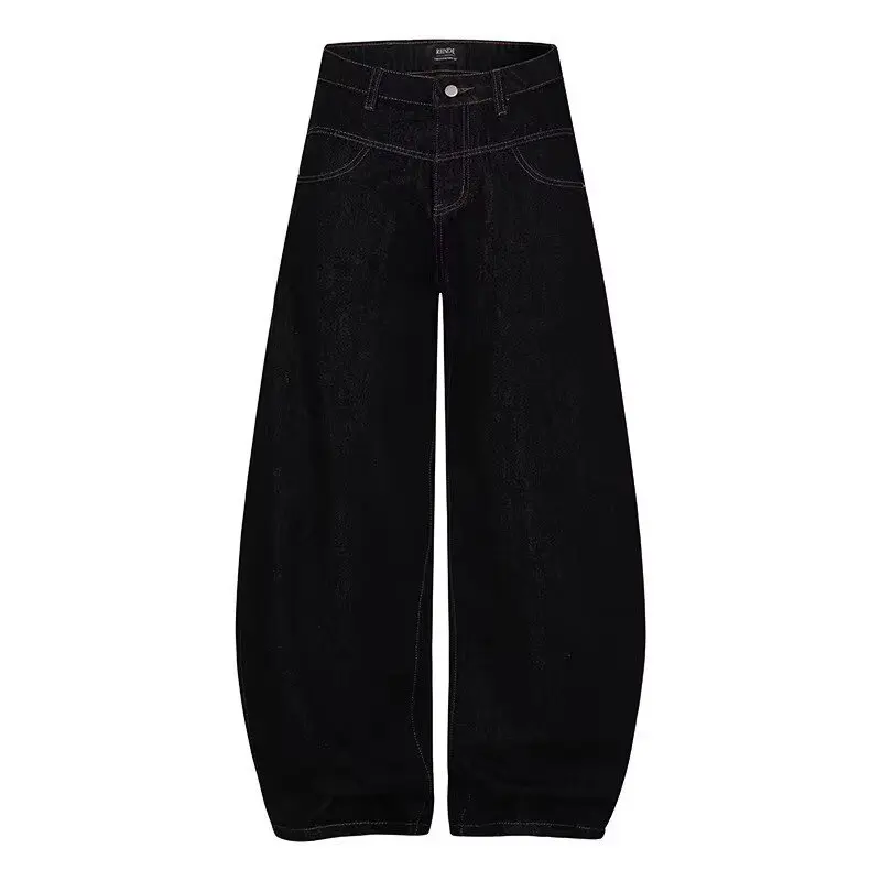 2026 New Black Star Jeans for Men Autumn Zip Design Wide Leg Pants Casual Slim Straight Leg Streetwear Denim Trousers