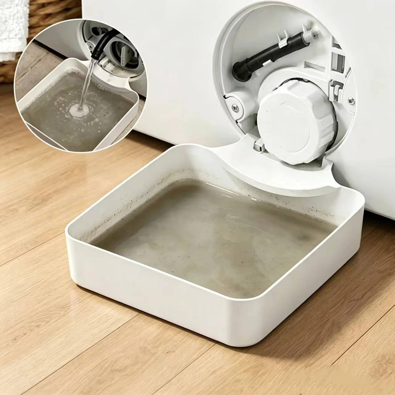 Washing Machine Drain Tray, Overflow Container for Collecting Water, for Cleaning Drum Washing Machine, Lint Drain Funnel