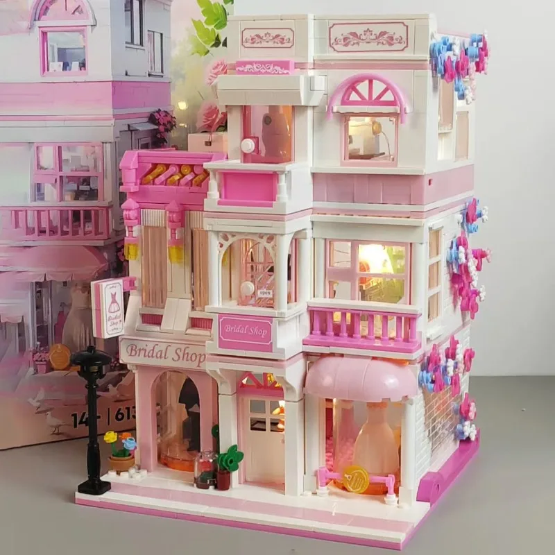 

New Street View Romantic Wedding Hall Building Blocks Toy Garden Hotel Series Assembled Model Ornament Girls' Toys Birthday Gift