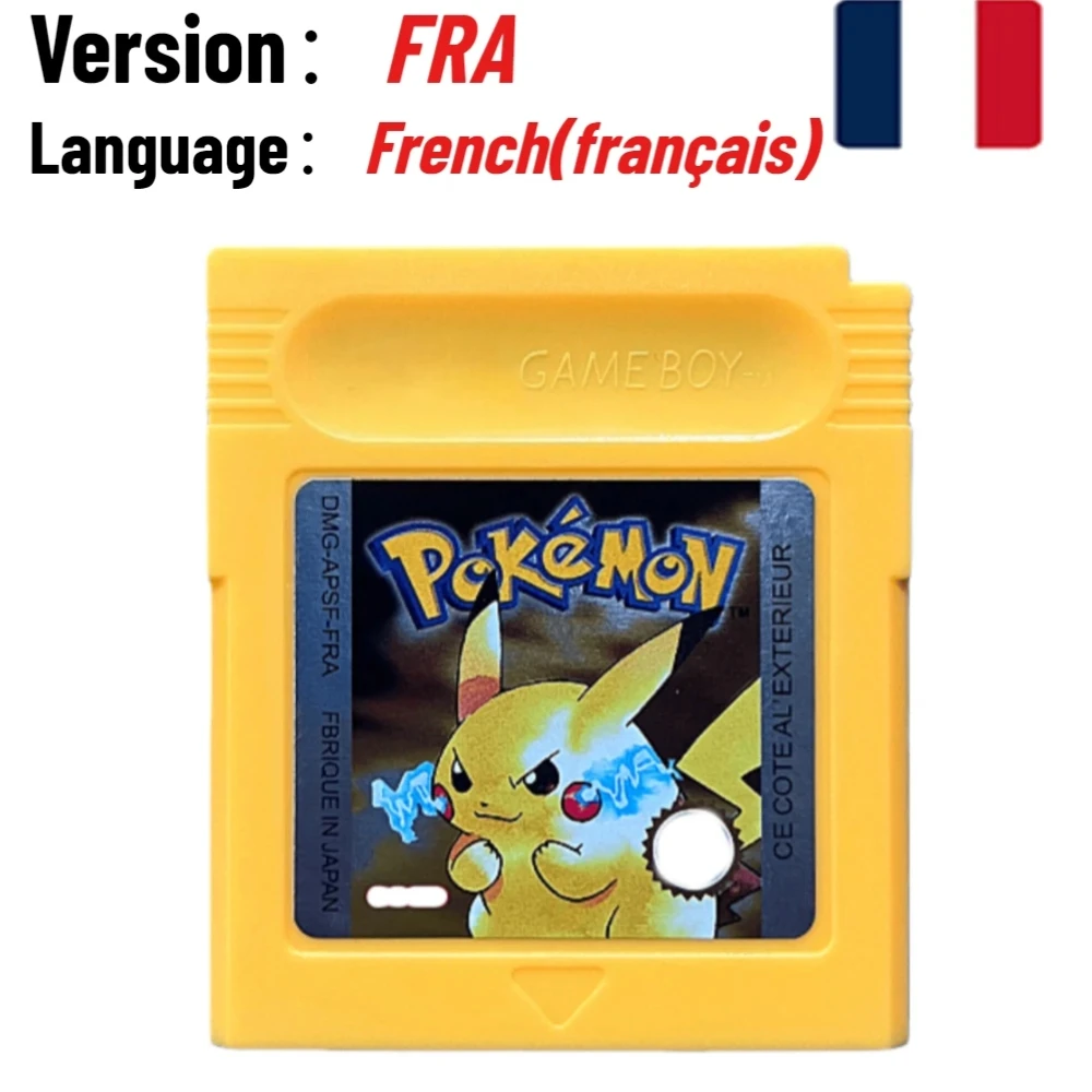7 Pokémon 16-Bit GBC Spielmodule in Rot, Blau, Grün, Gold, Silber, Kristall, Französische/Spanische/Deutsche/Englische Version