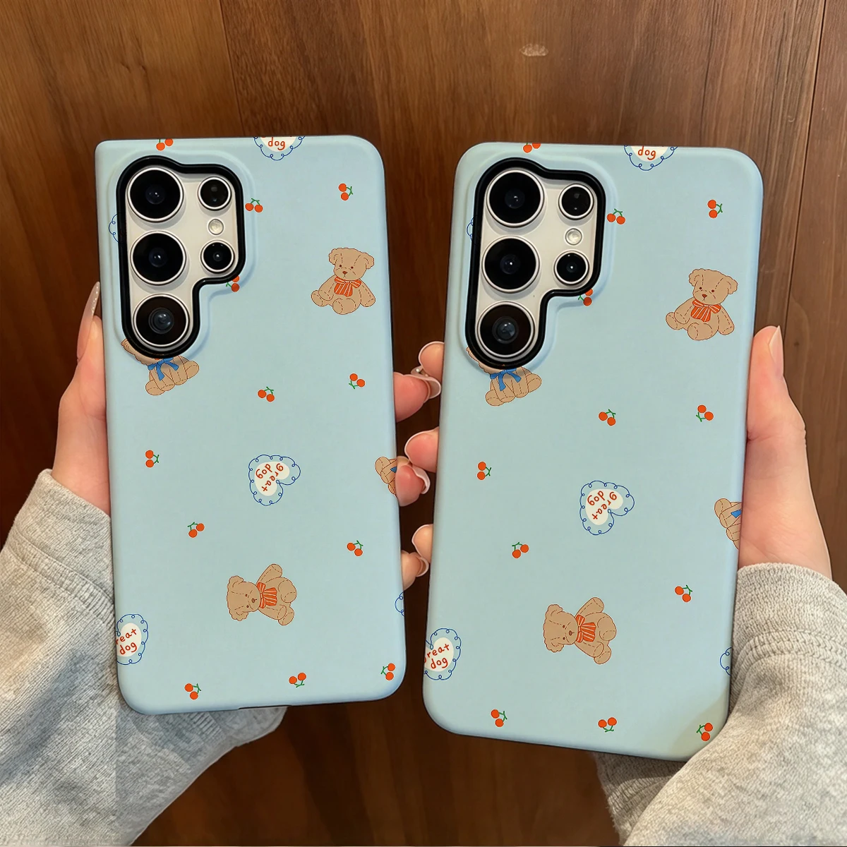 Teddy Bear Treat Phone Case For Samsung Galaxy S26 S25 Ultra S24 S23 Plus Hard Shock‑Absorption 2-in-1Protective Cover