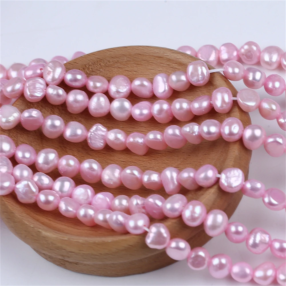 

5-6mm Dyed Pink Color Irregular Baroque Pearl Stand Side Hole Wholesae Freshwater Pearl For DIY