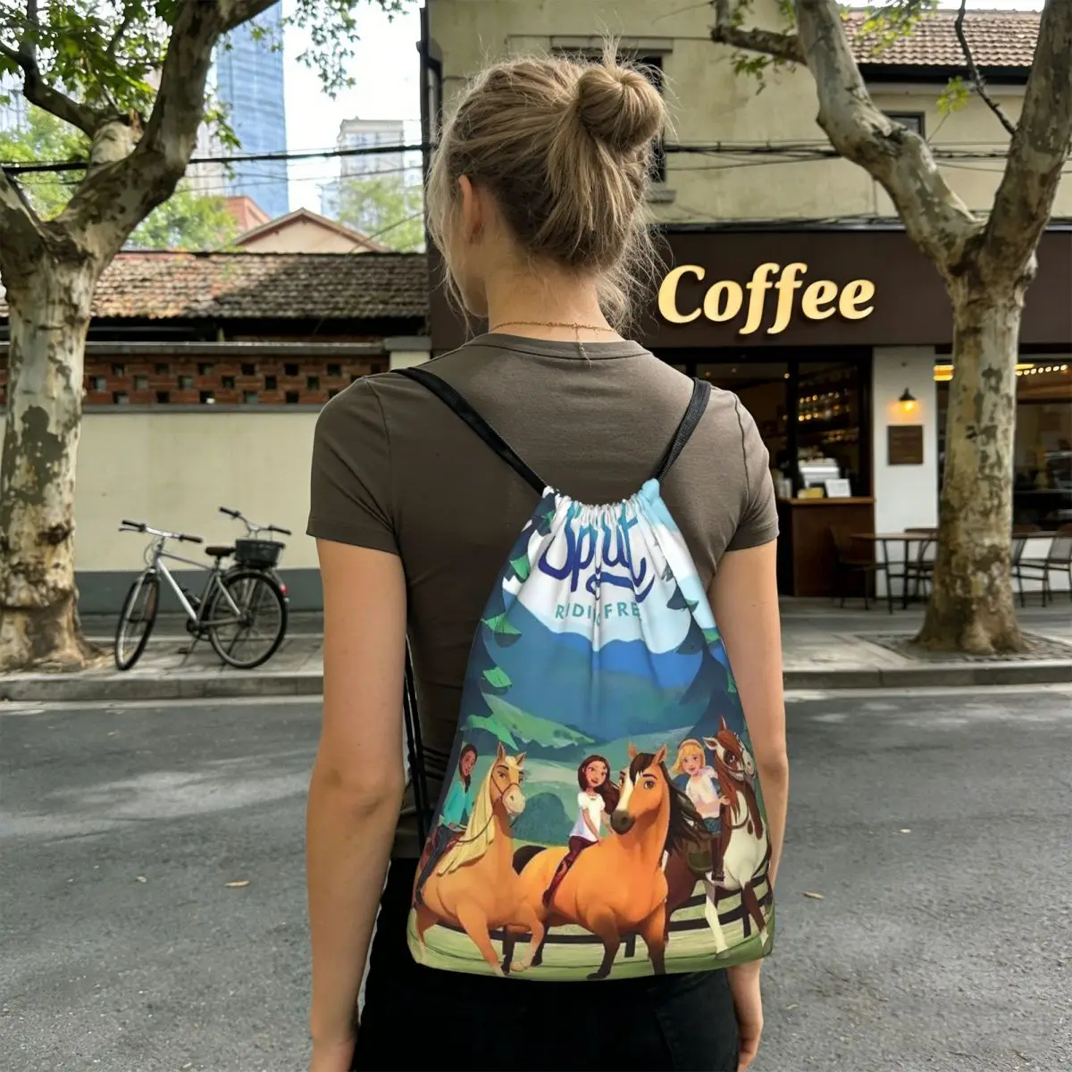 

Spirit Riding Free Backpacks Multi-function Drawstring Bags Sports Bag Book Bags for Travel Students