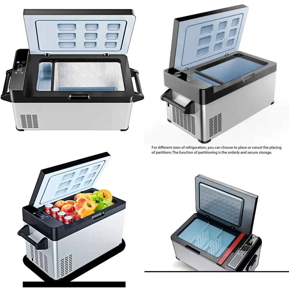 2026 12V Compressor Refrigerator for Zone Camping Portable Freezer with Solar Charging Removable Battery Plastic Drain Plug