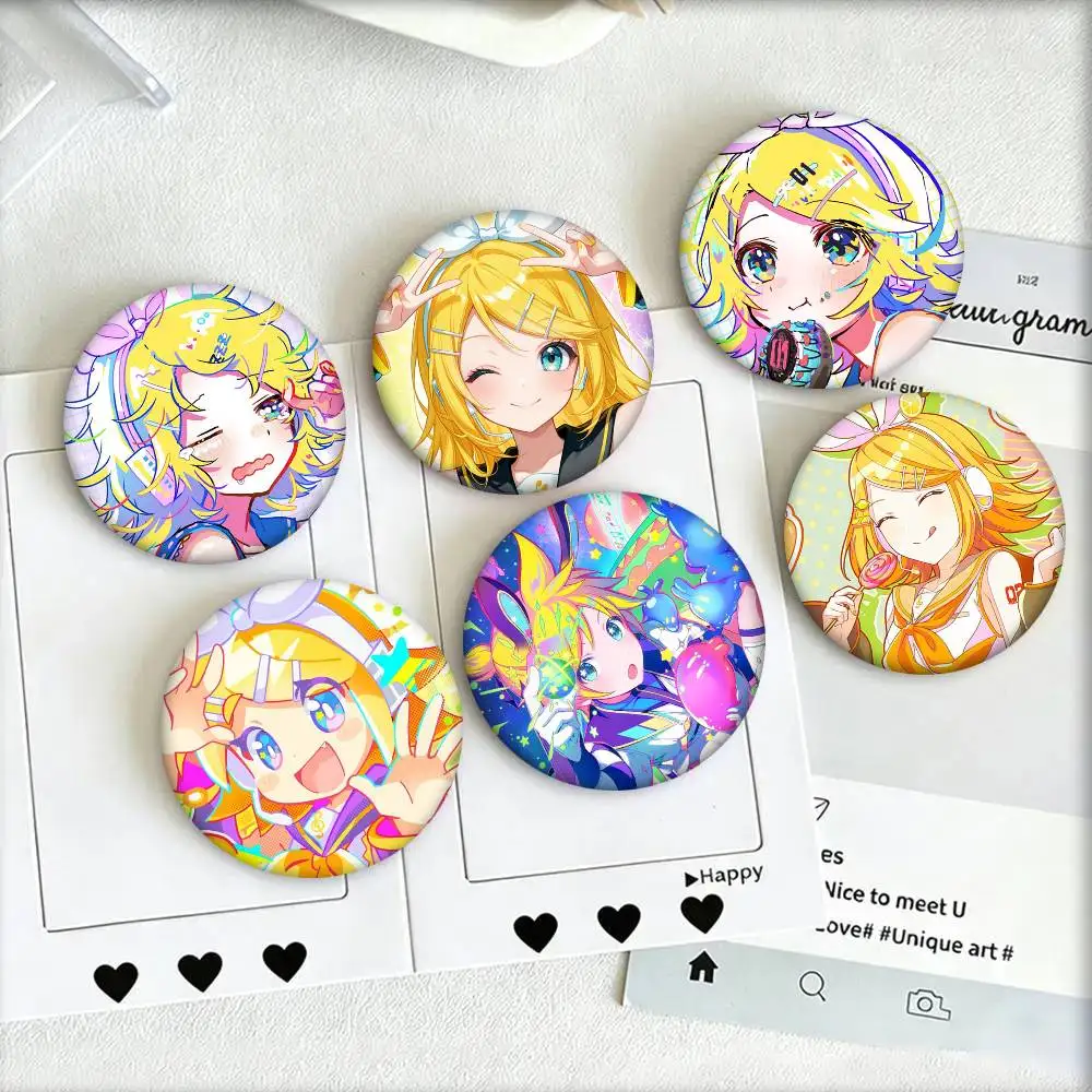 Cartoon Anime Virtual Characters K-Kagamine Rin Round badge lapel pin backpack clothing jewelry accessories gift brooch