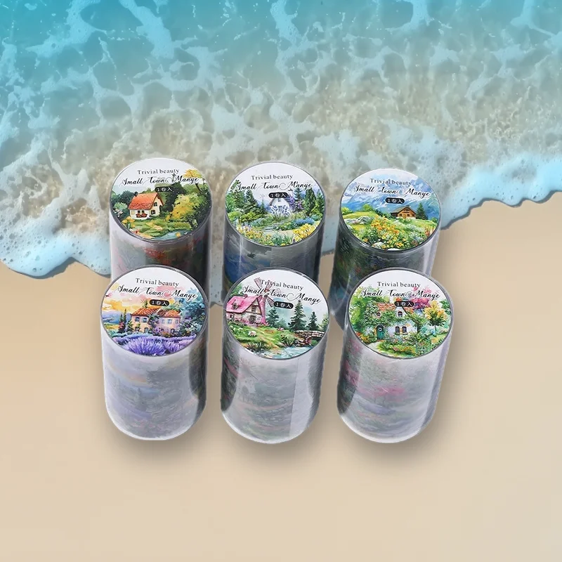 

1Roll/3Roll 6 Styles PET Scene-Making Tape Journal Collage Decoration Material Small Town Wild Field Series