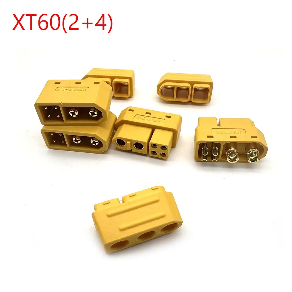 1/2/3 مجموعات Amass XT60 (2 + 4) ذكر أنثى موصل قابس مع دبوس إشارة وغمد لحام سلك نموذج الملحقات