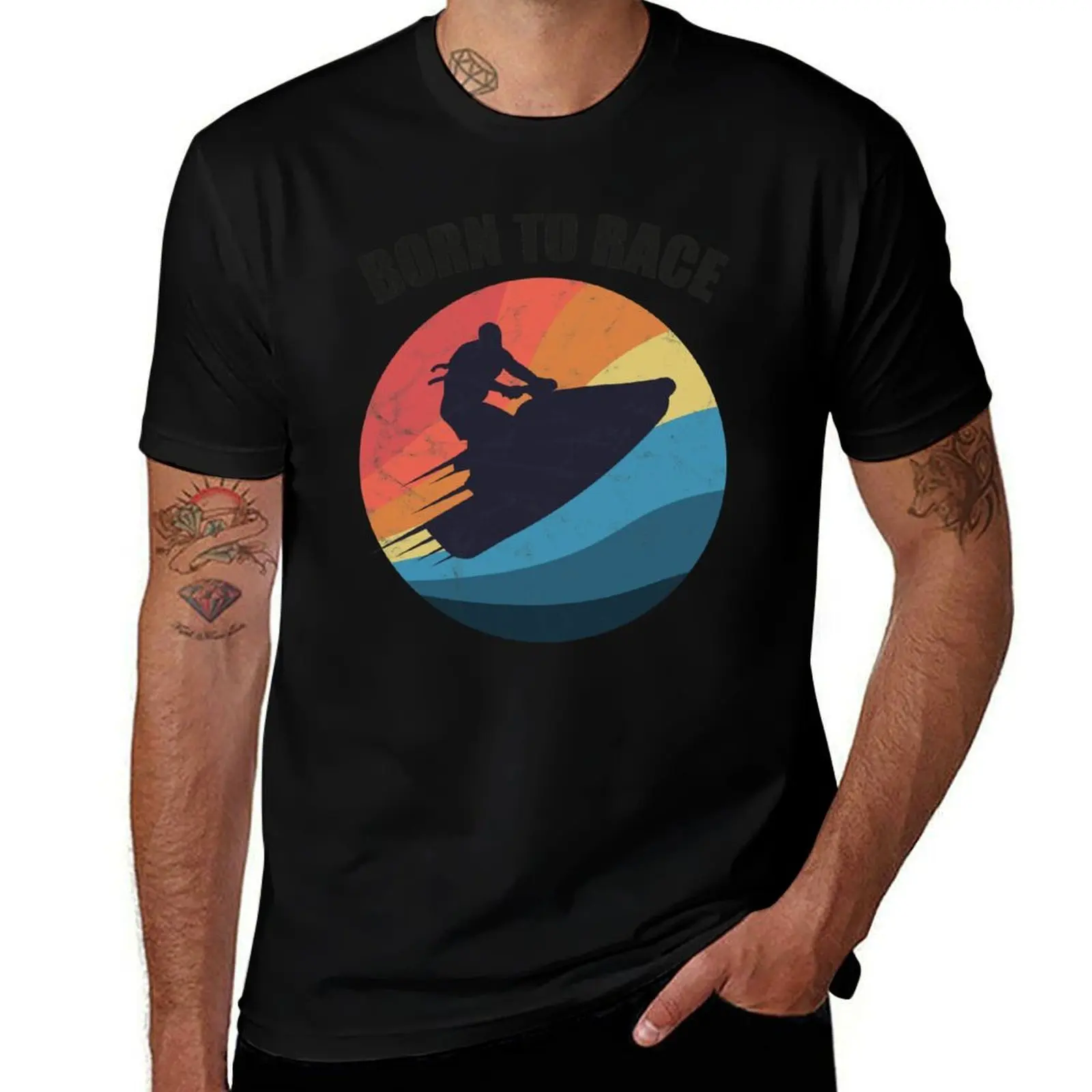 Powerboat Racing Jet Ski Born to Race Summer Ocean Design T-Shirt Big and Tall Basic Tee Shirt T-Shirt