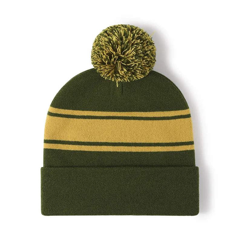 New Winter Men Women\'s 54-60cm Warm Elastic Knitted Hat Outdoor Ear Protection Hair Ball Cold Hat Jacquard Spliced Woolen Hat