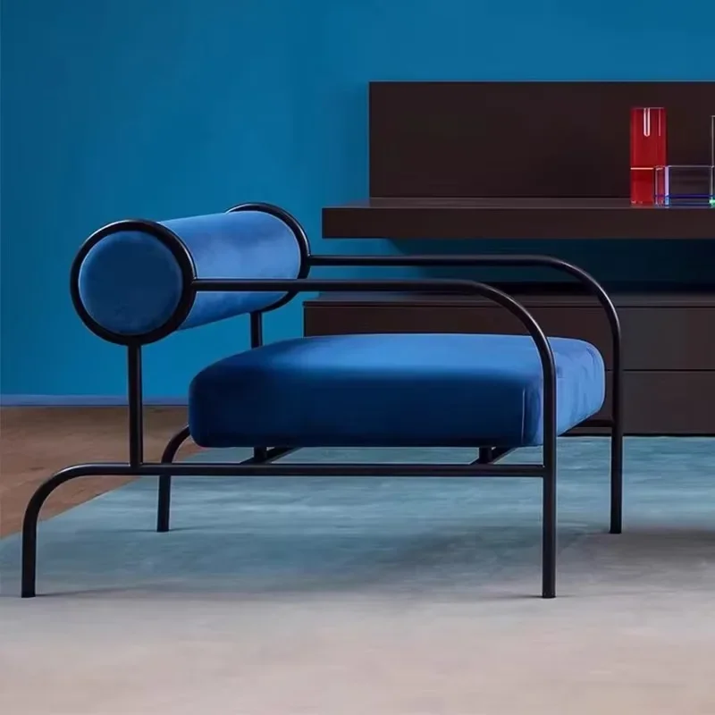 Italian minimalist single sofa chair, living room cafe hotel stainless steel leisure chair