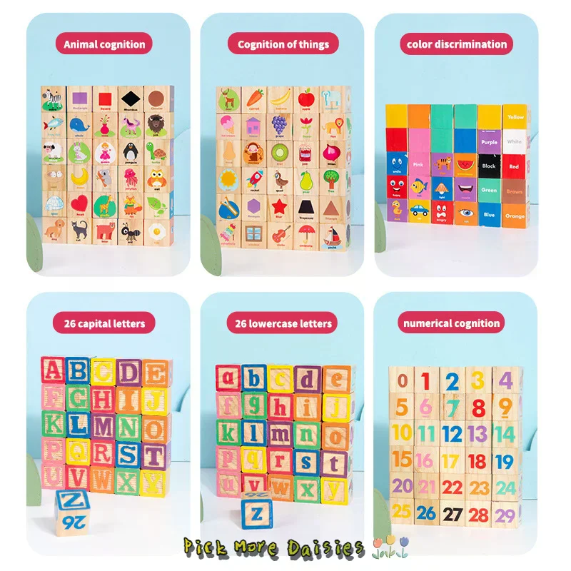 モンテッソーリ木製数字ブロック早期学習おもちゃ子供のための文字形状色動物認知就学前教育パズル