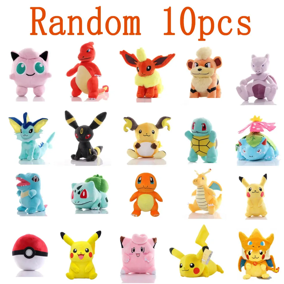 10 Stück offizielle Pokemon-Plüschtiere – Charmander, Squirtle, Pikachu-Plüsch, Bulbasaur-Stofftier, Pokemon-Puppe, Geburtstagsgeschenk
