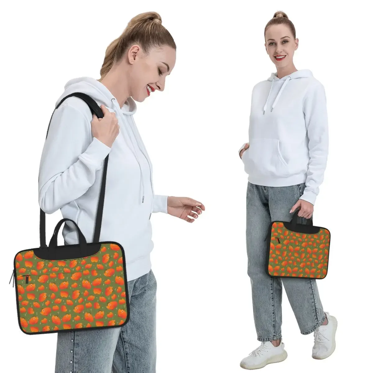 Pumpkin Frogs Repeating Pattern Crossbody Laptop Bag Case Computer Bag 13 14 15.6 Inch Notebook Pouch for Macbook Pro Lenovo