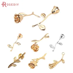 18K Gold Color Brass Rose Flower Charms Pendants High Quality Diy Jewelry Making Necklace Earrings Accessories for Women