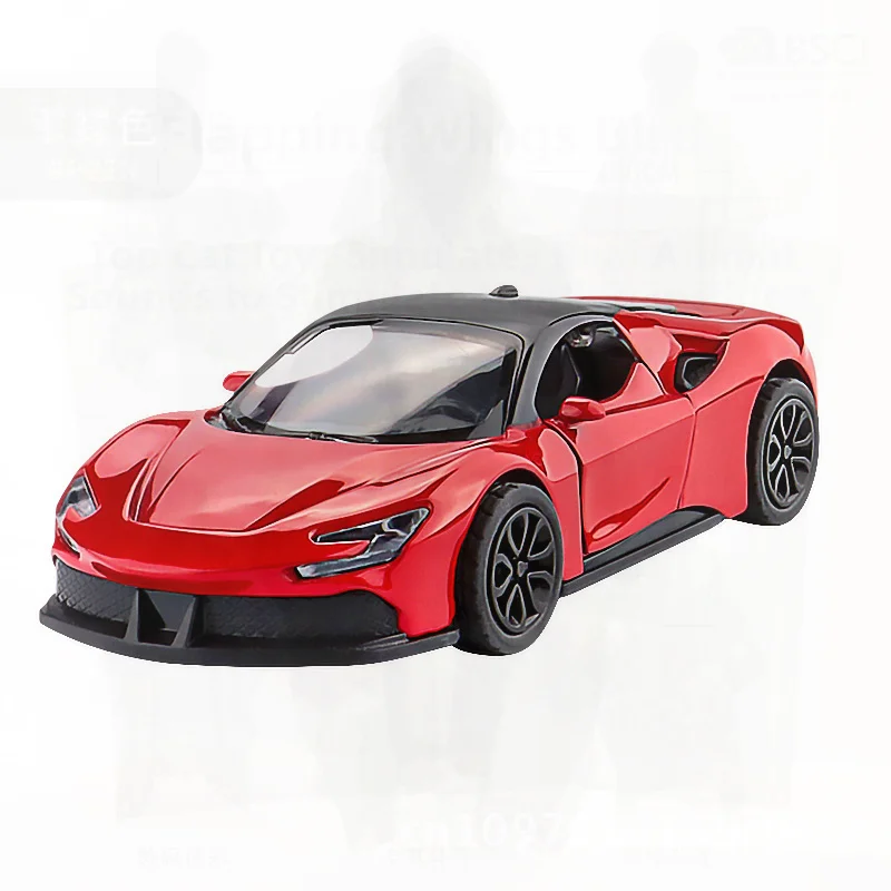 1:43 스케일 세 개의 문이 있는 합금 스포츠카 모델 후이리 장난감 자동차 어린이 선물 상자 풀백 기능 3-6세 적합