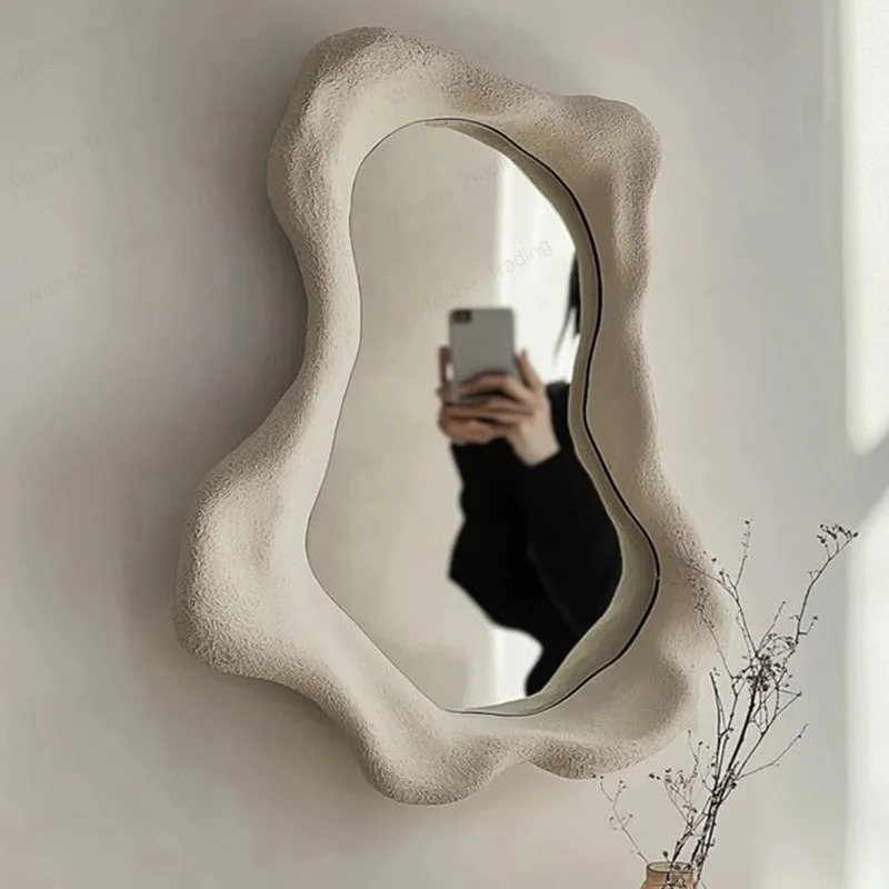 Mirror light luxury wall hanging art makeup mirror creative special-shaped bathroom mirror