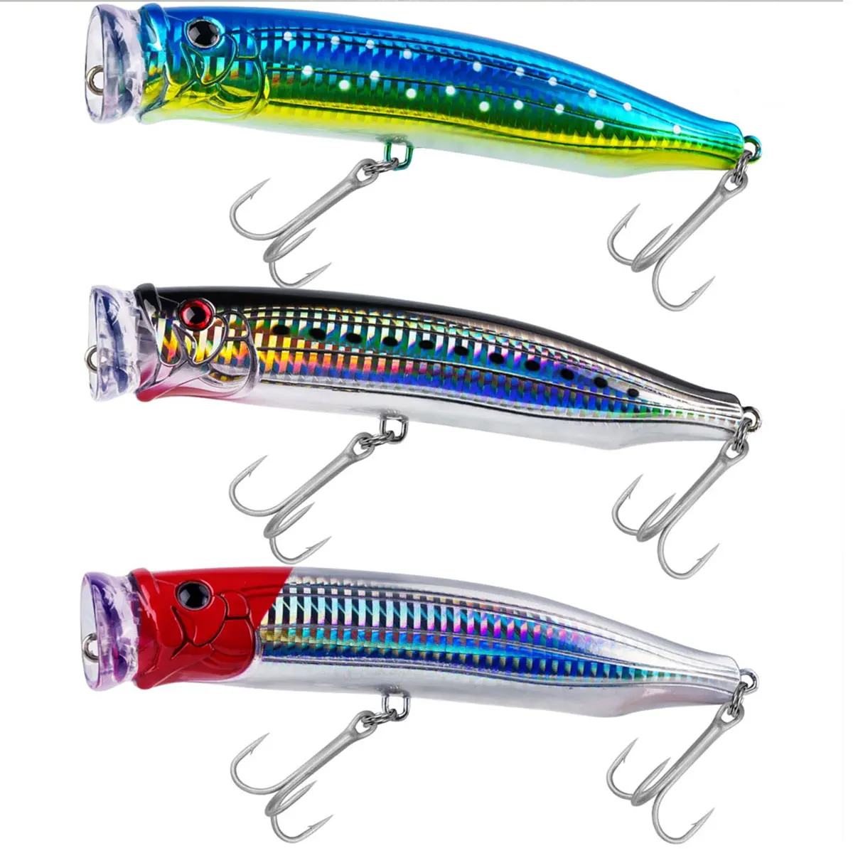 15cm Popper Fishing Lures For Sea Fish 65g Hard Artificial Baits with Treble Hooks Saltwater Freshwater Fake Lures