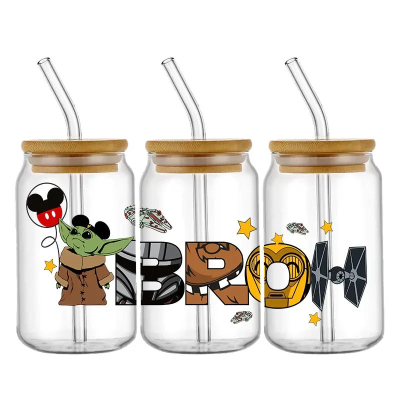 Cartoon Magical Elves UV DTF Wrap For 16oz Glass Cup Wraps Transfer Sticker Custom Sticker Labels DIY Logo Selfadhesive Durable