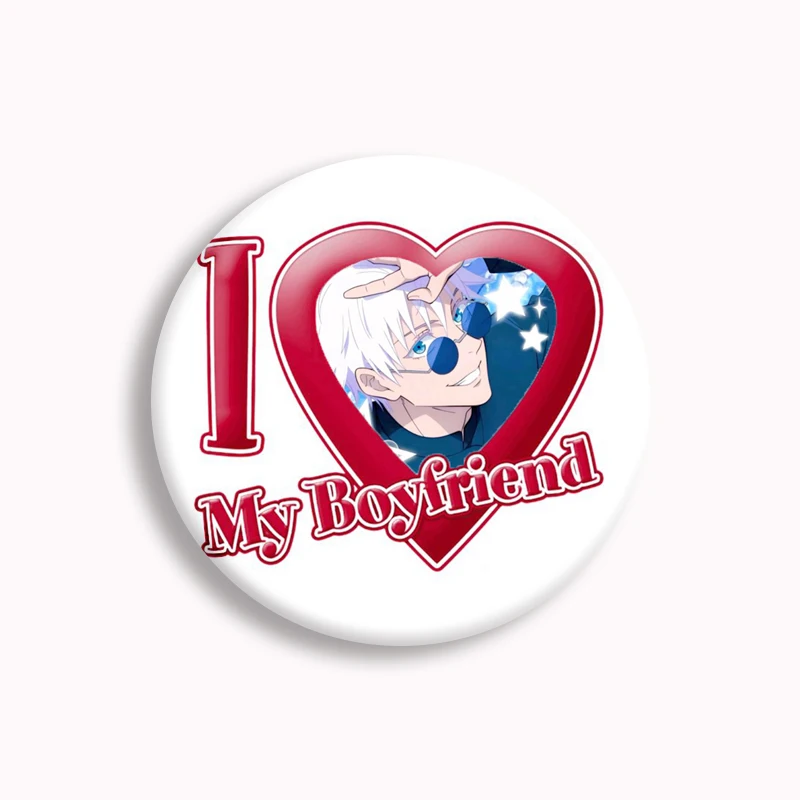 I Love my Boyfriend Jujutsu Kaisen Button Pin Creative Anime Badge Suguru Geto Gojo Choso Sukuna Brooch Badge Fans Collect 58mm